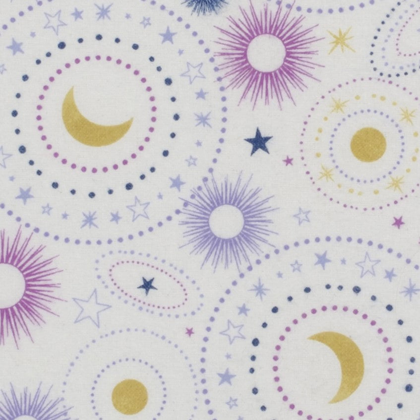 3 Flannel Fat Quarters Out of the World Celestial Little Feet Boutique Pink Purple 18" x 21" Baby