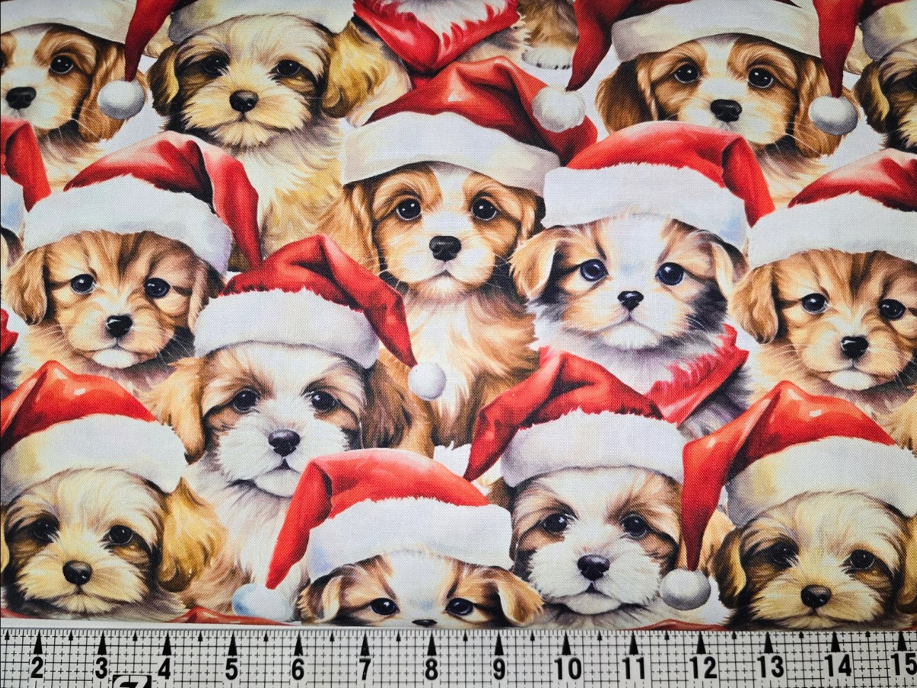 David Textiles Christmas Santa Dogs 100% Cotton Price per Yard