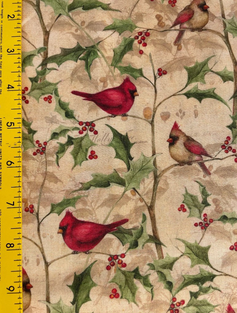 Springs Creative Christmas Cardinals on Vines 100% Cotton By the yard (Copy)