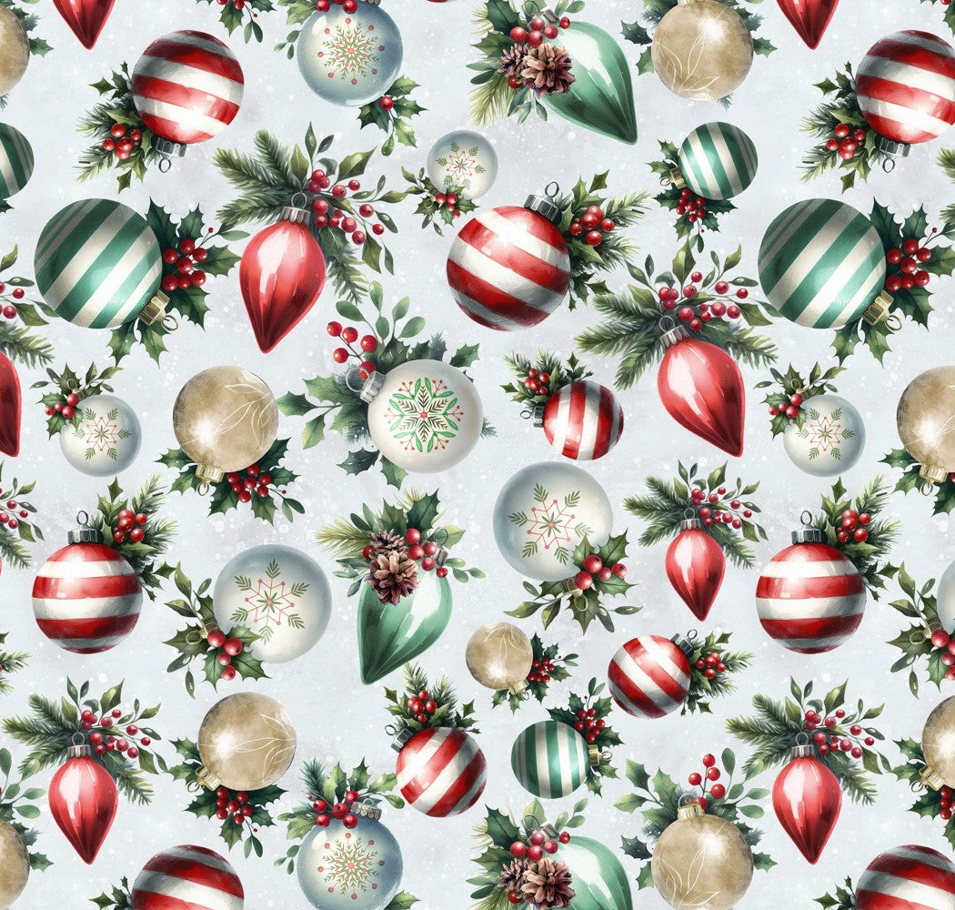 Christmas Cozy Tidings Tossed Ornaments on Ice Blue