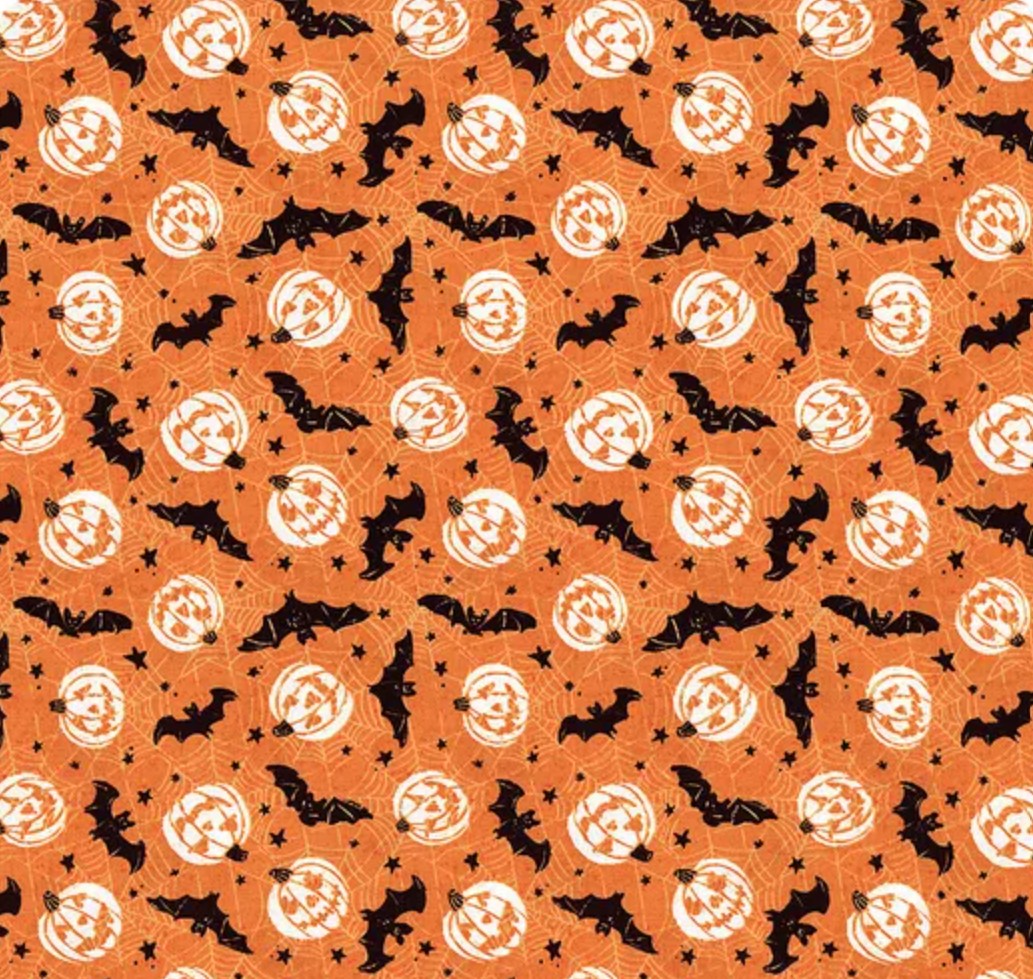 Halloween Bats and Pumpkins on Orange