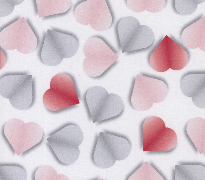 Valentine Paper Hearts on Cream 100% Cotton Price per Yard