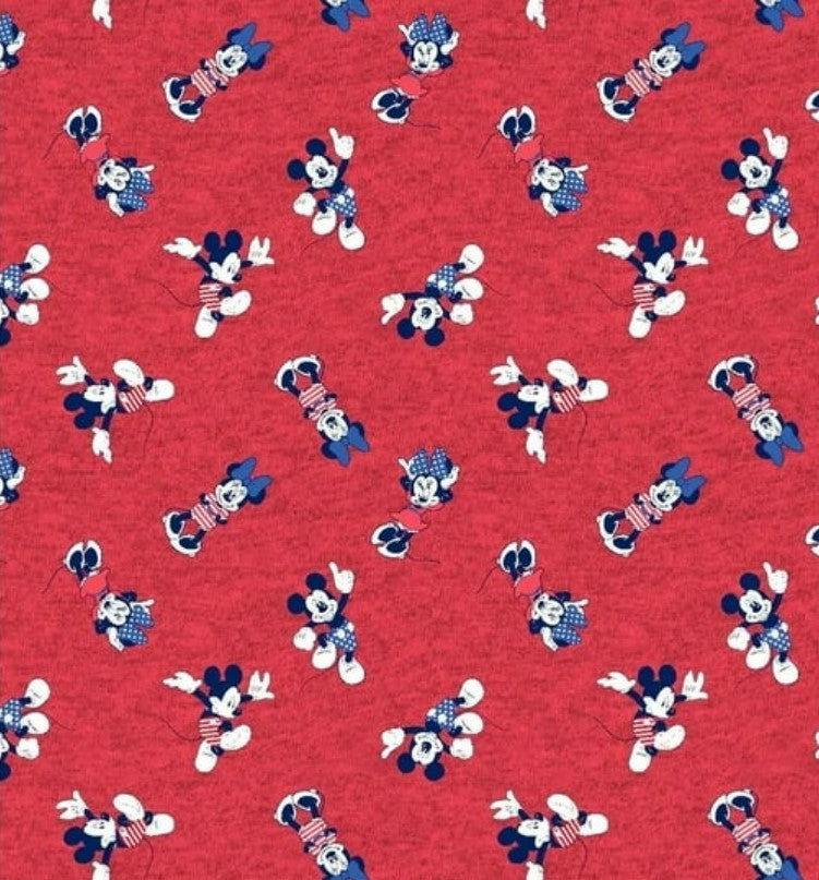Springs Creative Patriotic Mickey and Minnie Toss Red By the Yard