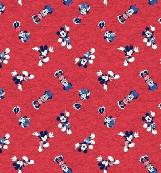 Springs Creative Patriotic Mickey and Minnie Toss Red By the Yard