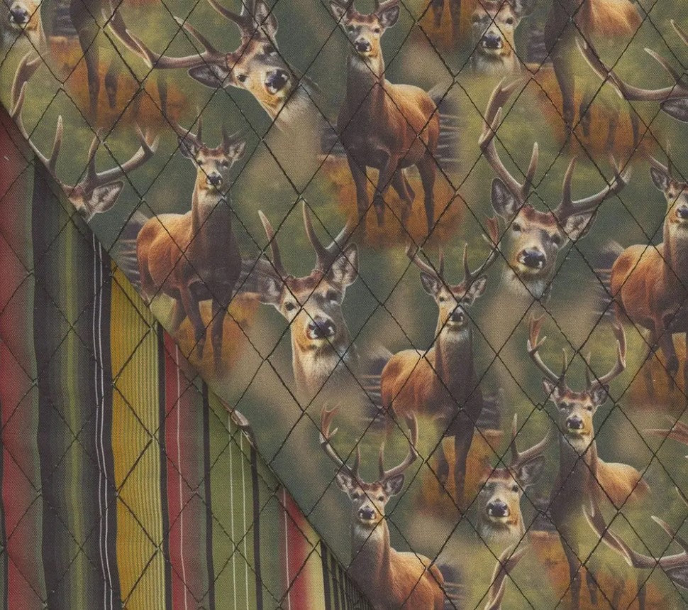Mook Fabrics Double Faced Prequilted Whitetail Deer Stripes By the Yard