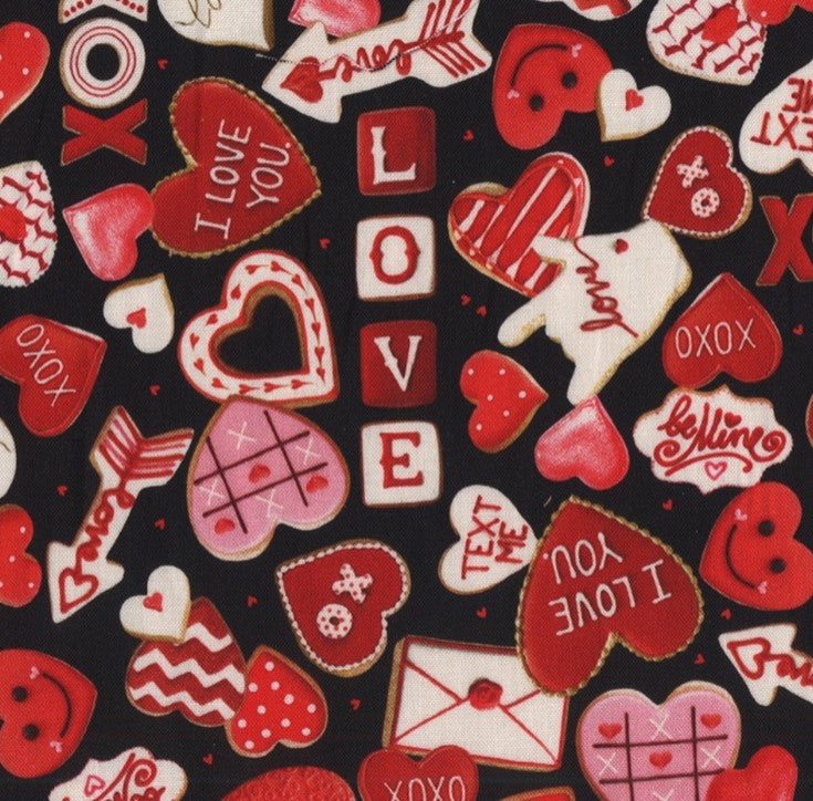 Hi Fashion Fabrics Valentine Hearts Cookies 100% Cotton Fabric By the Yard