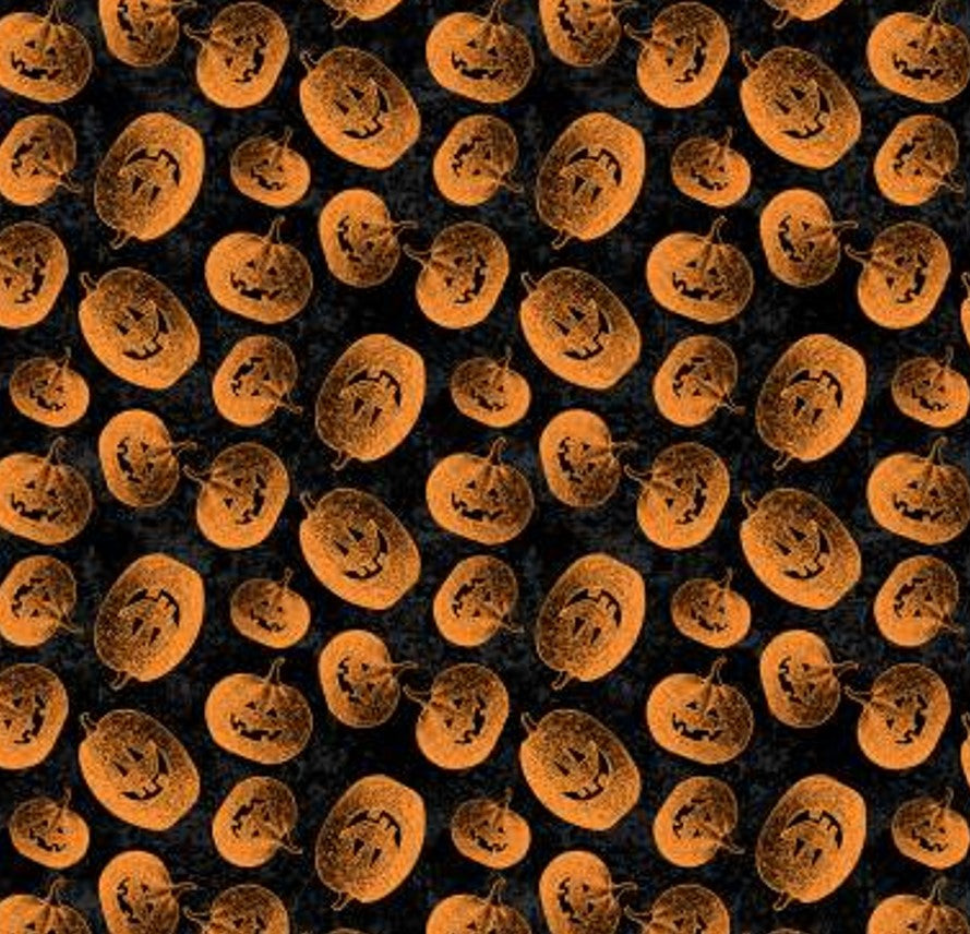 Halloween Orange Tossed Jack o' Lanterns on Black