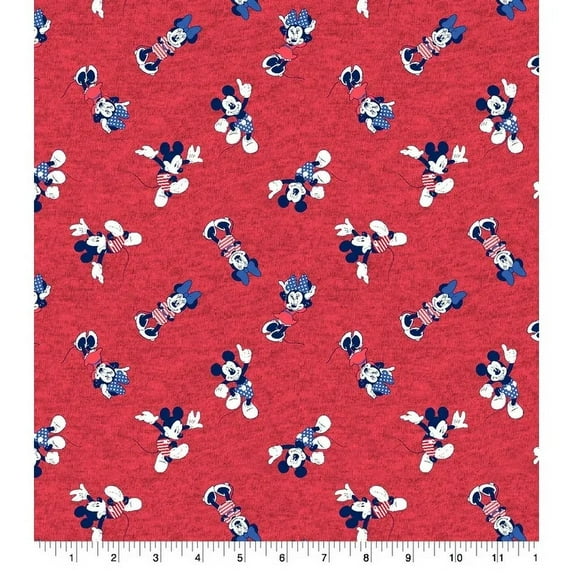 Springs Creative Patriotic Mickey and Minnie Toss Red By the Yard