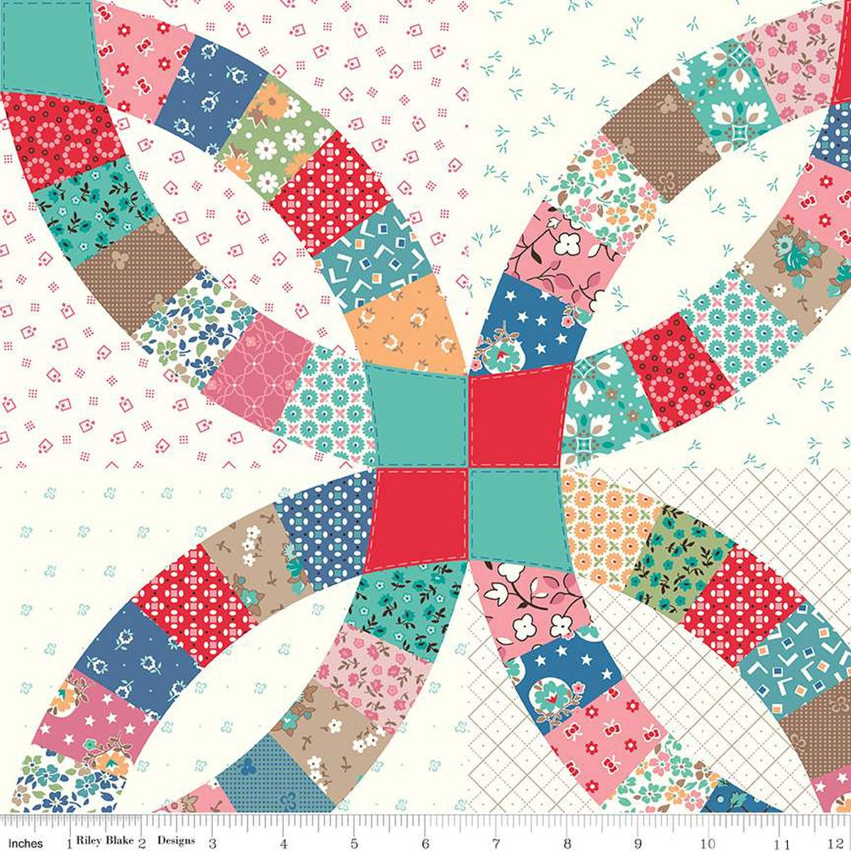 Riley Blake 108 Inch Wide Home Town Wedding Ring 100% Cotton Fabric Sold by the Yard