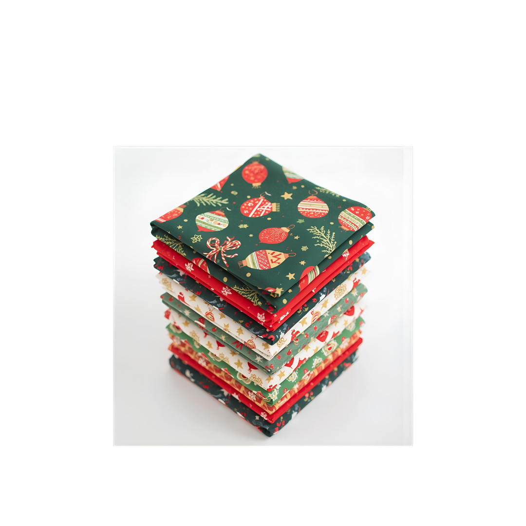 Christmas 8 Piece Fat Quarter Set 18" x 21" Mystery Bundle Precut