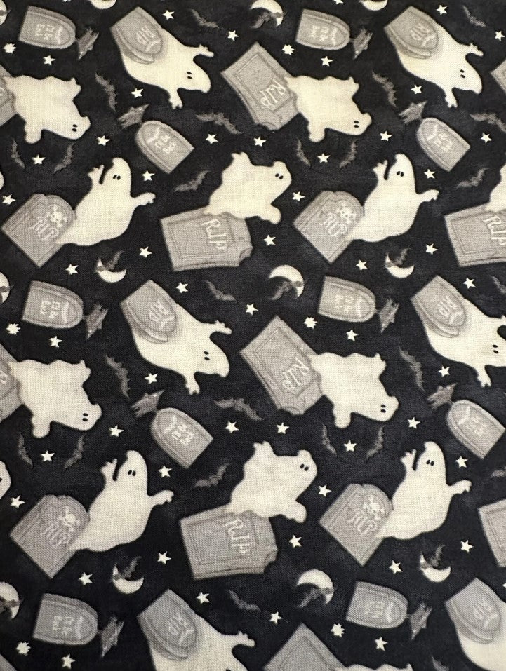 Henry Glass Halloween Glow in the Dark Ghosts on Black 100% Cotton Price per Yard (Copy)