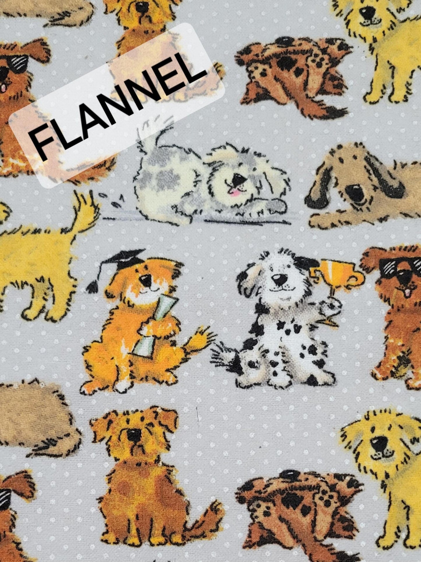A.E. Nathan Comfy Flannel Dogs on Gray Baby Price per Yard