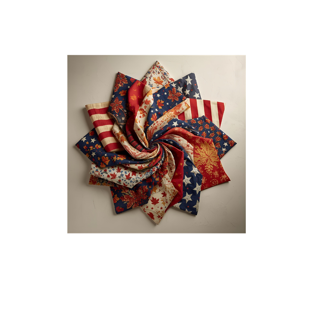 Patriotic 8 Piece Fat Quarter Set 18" x 21" Mystery Bundle Precut