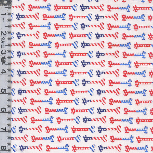 Studio E Patriotic Pooch Bones on White Dogs Price per Yard