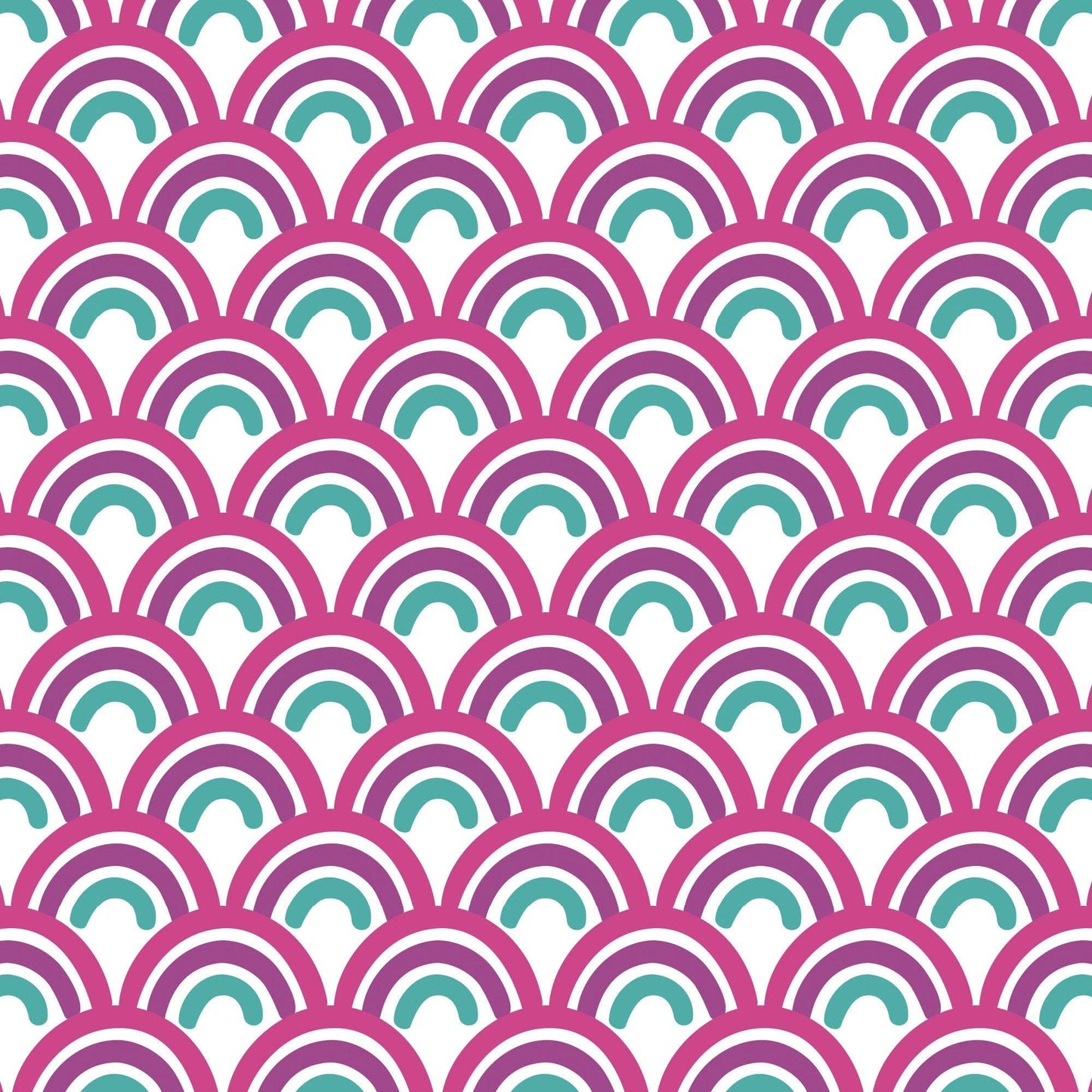 45 x 36 Mini Rainbow Pink and Green 100% Cotton Fabric All Over Print