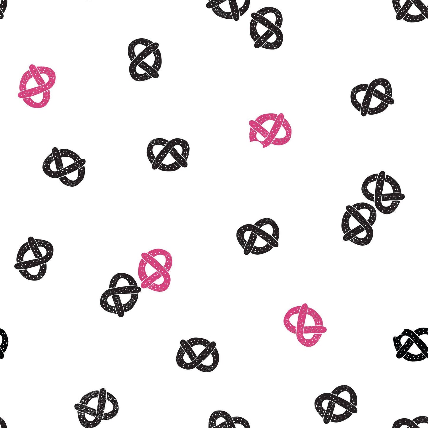 Camelot Fabrics Novelty Falling Pretzels on White 100% Cotton Fabric Price per Yard