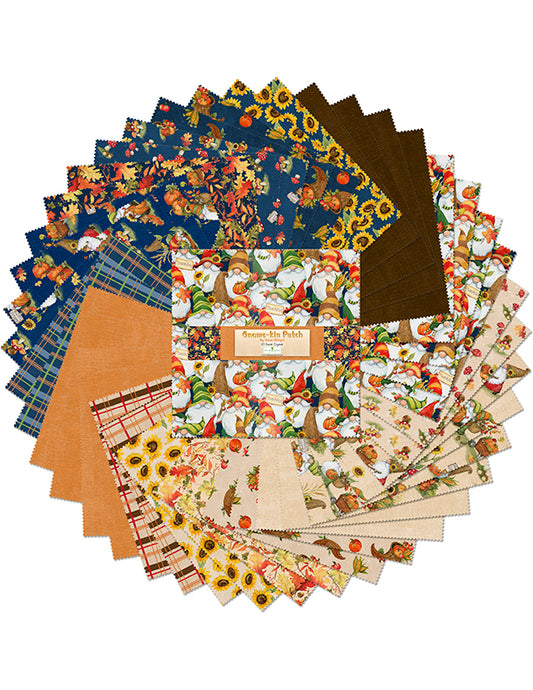 42 10 Inch Squares Gnome-kin Patch Wilmington Prints 100% Cotton Fall Autumn Thanksgiving