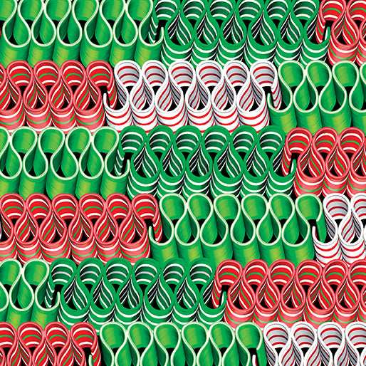 Benartex Sweet Holidays Ribbon Candy Multicolor Christmas 100% Cotton Fabric