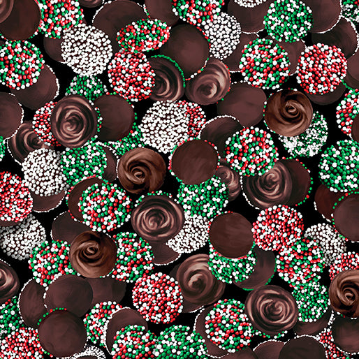 Benartex Sweet Holidays Chocolate Multicolor Christmas 100% Cotton Fabric