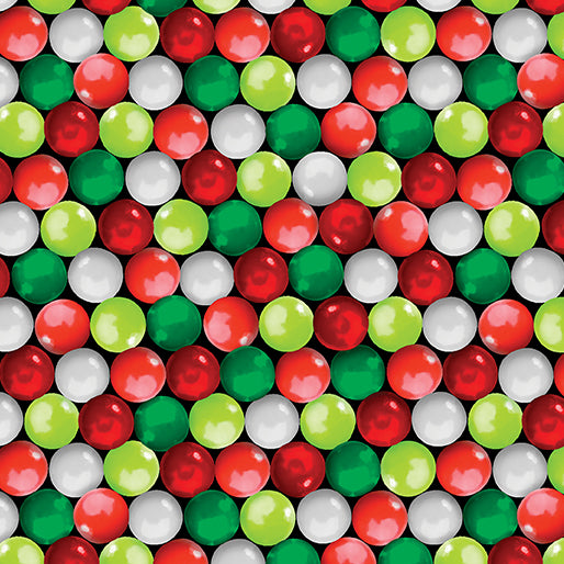 Benartex Sweet Holidays Gumballs Multicolor Christmas 100% Cotton Fabric