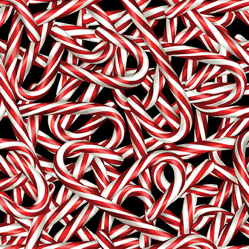 Benartex Sweet Holidays Candy Cane On Red Christmas 100% Cotton Fabric