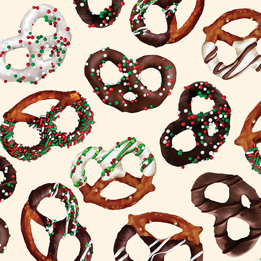 Benartex Sweet Holidays Pretzel Twists Multicolor Christmas 100% Cotton Fabric