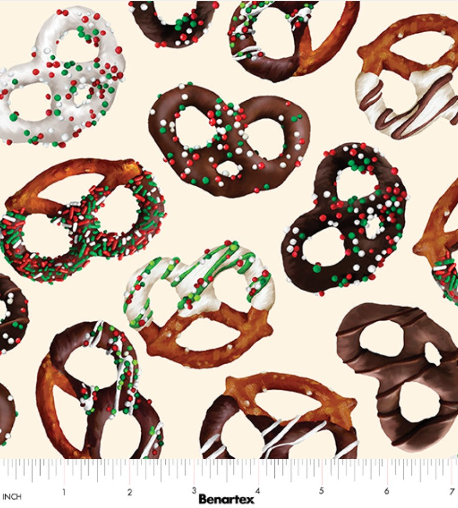 Benartex Sweet Holidays Pretzel Twists Multicolor Christmas 100% Cotton Fabric