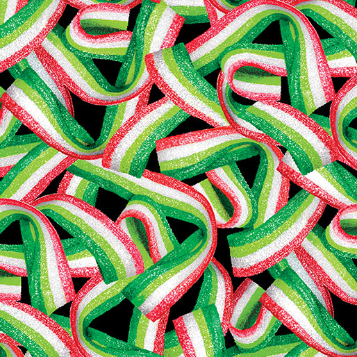 Benartex Sweet Holidays Candy Belts Multicolor Christmas 100% Cotton Fabric