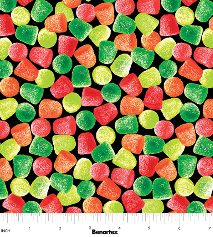 Benartex Sweet Holidays Gumdrops Multicolor Christmas 100% Cotton Fabric