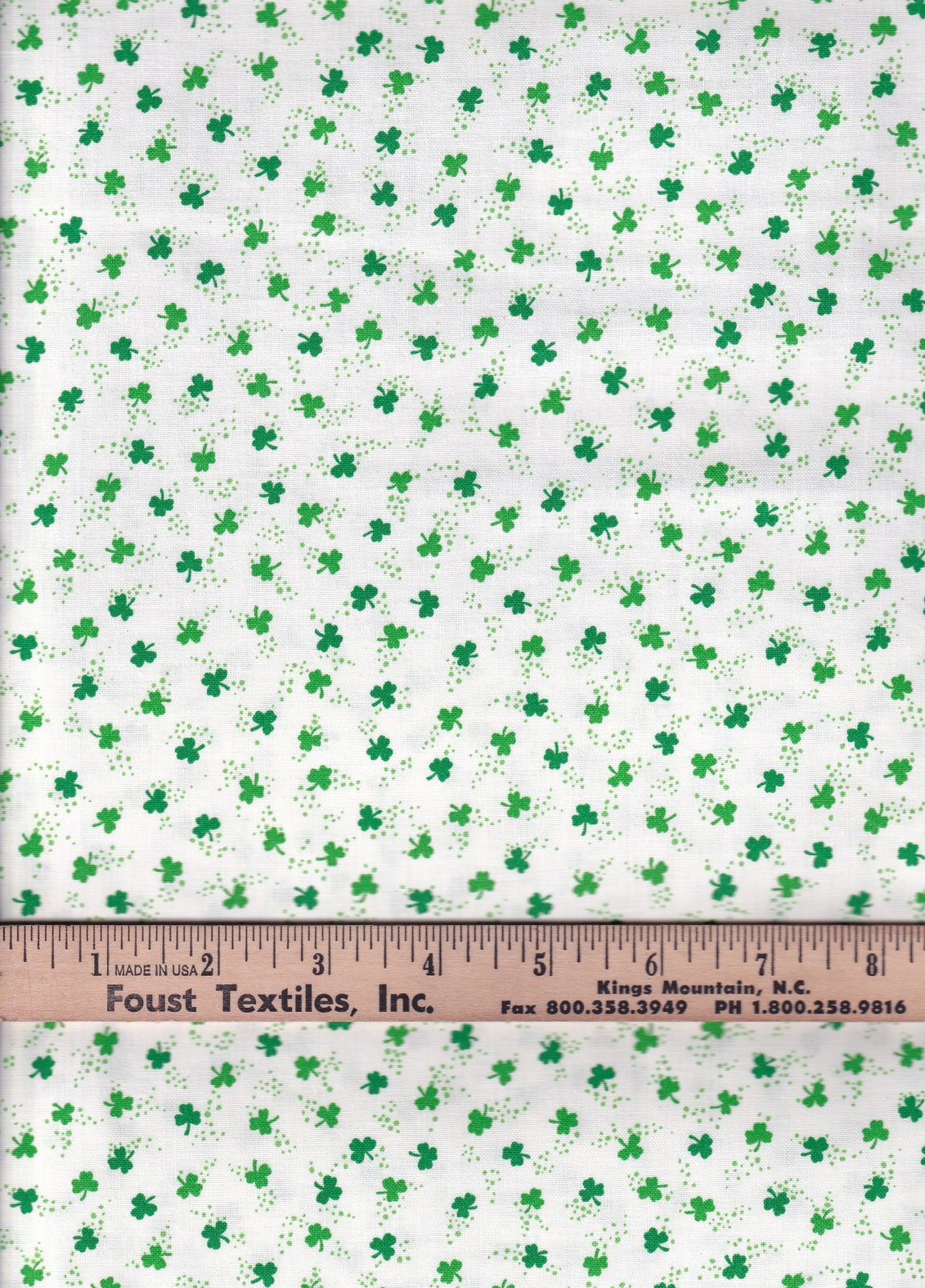 Fabric Traditions Ditsy Shamrock on White St Patrick