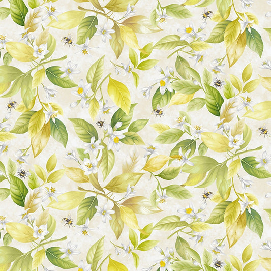 108 Wide Lemon Bouquet Blossoms & Bees by Timeless Treasures Quilt Back 100% Cotton Fabric Price Per Yard