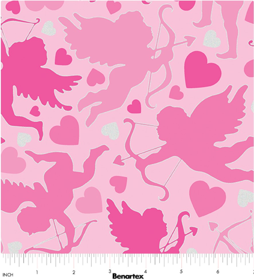 Benartex Valentine Cupids Love Pink 100% Cotton Fabric Price per Yard