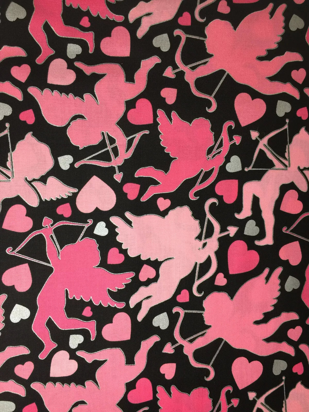Benartex Valentine Cupids Love Black 100% Cotton Fabric Price per Yard
