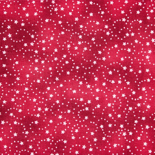 Fabric Traditions Christmas Swirling Stars on Red 100% Cotton Price per Yard
