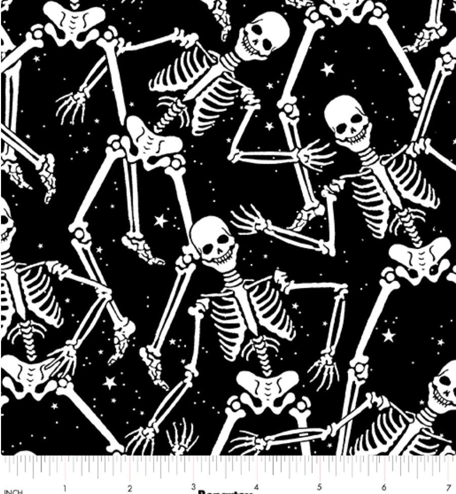 Halloween Glow in the Dark Large Skeletons Benartex 100% Cotton Fabric