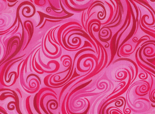 Hi Fashion Fabrics Valentine Bold Swirls Pink 100% Cotton Price per Yard