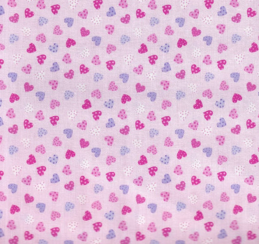 Hi Fashion Fabrics Valentine Mini Patterned Hearts on Pink 100% Cotton Price per Yard