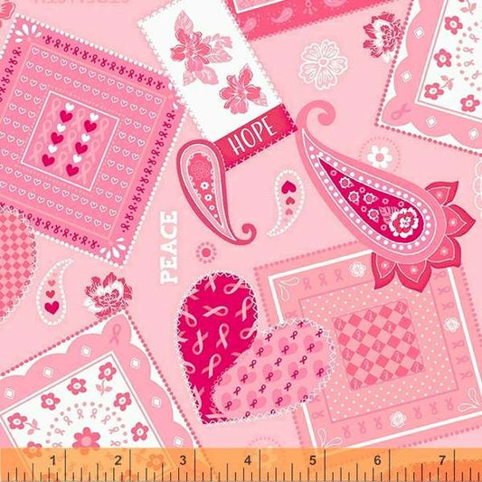 Patches of Hope Breast Cancer Awareness Price Per Yard 100% Cotton Windham Fabrics