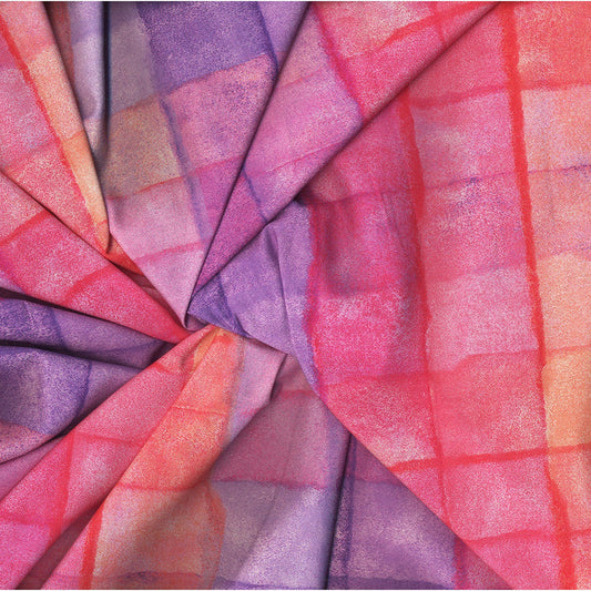108 Inch Wide Pixels Watercolors Pink Purple Orange Quilt Back Cotton Fabric Extra Wide
