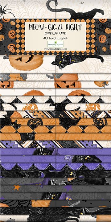 40 2.5 Inch Strips Meow-gical Nights Wilmington Prints 100% Cotton Halloween