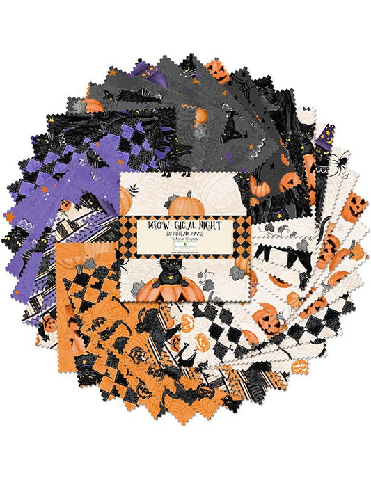 42 5 Inch Squares Meow-gical Nights Wilmington Prints 100% Cotton Halloween