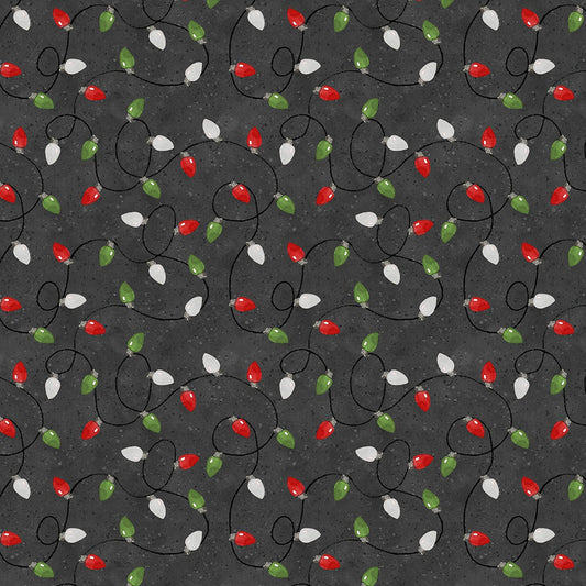 44 x 36  Baby It's Gnomes Out String of Lights Black Wilmington Prints 100% Cotton Christmas