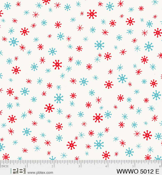 44 x 36 Christmas Snowflake Blender on Cream 100% Cotton Fabric