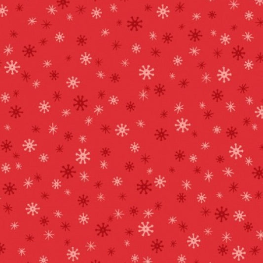 44 x 36 Christmas Snowflake Blender on Red 100% Cotton Fabric