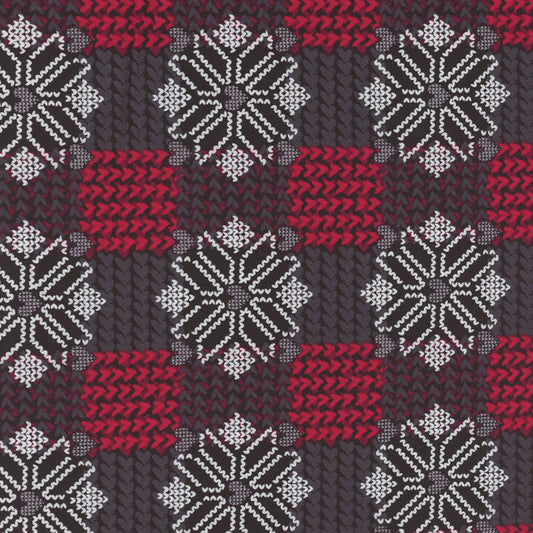 44 x 36 Christmas Snowy Plaid Black Red Benartex Fabrics Kanvas Studio 100% Cotton