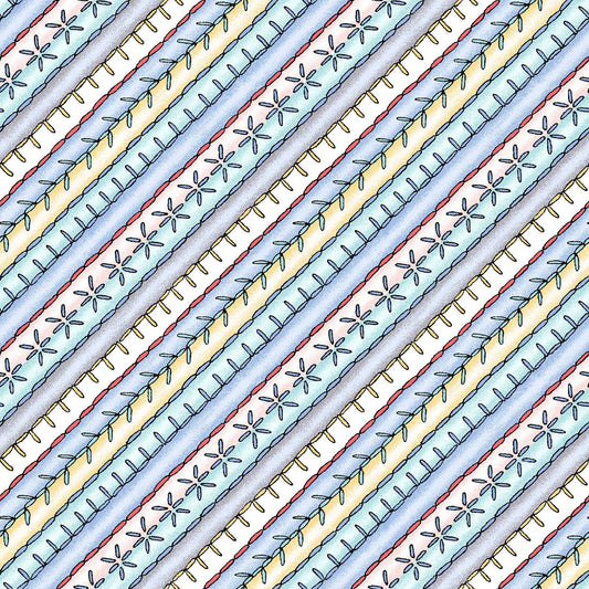 44 x 36 Diagonal Stripe Blue Maywood Studio 100% Cotton Novelty