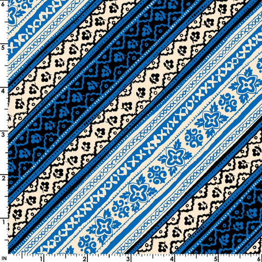 44 x 36 Diagonal Stripes Blue Maywood Studio 100% Cotton Novelty