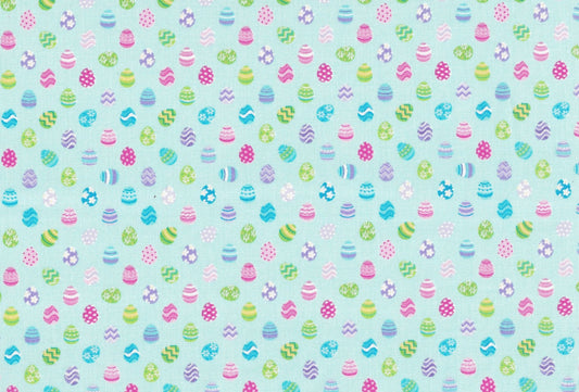 44 x 36 Easter Mini Tiny Patterned Eggs Light Green Fabric Traditions 100% Cotton