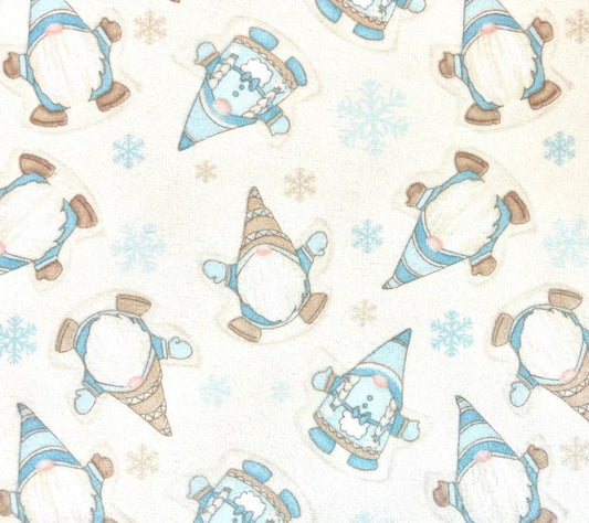 44 x 36 Flannel Snow Angel Gnomes Cream I Love Sn’Gnomies Henry Glass Christmas 100% Cotton