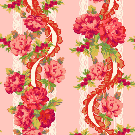 44 x 36 Floral Border Stripe Pink on Pink Maywood Studio 100% Cotton